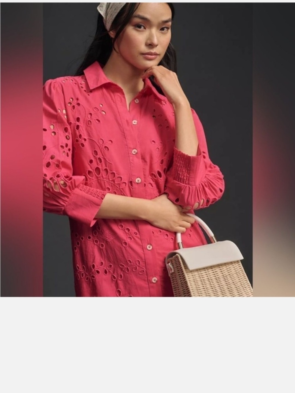 Anthropologie Pink Eyelet Mini Dress